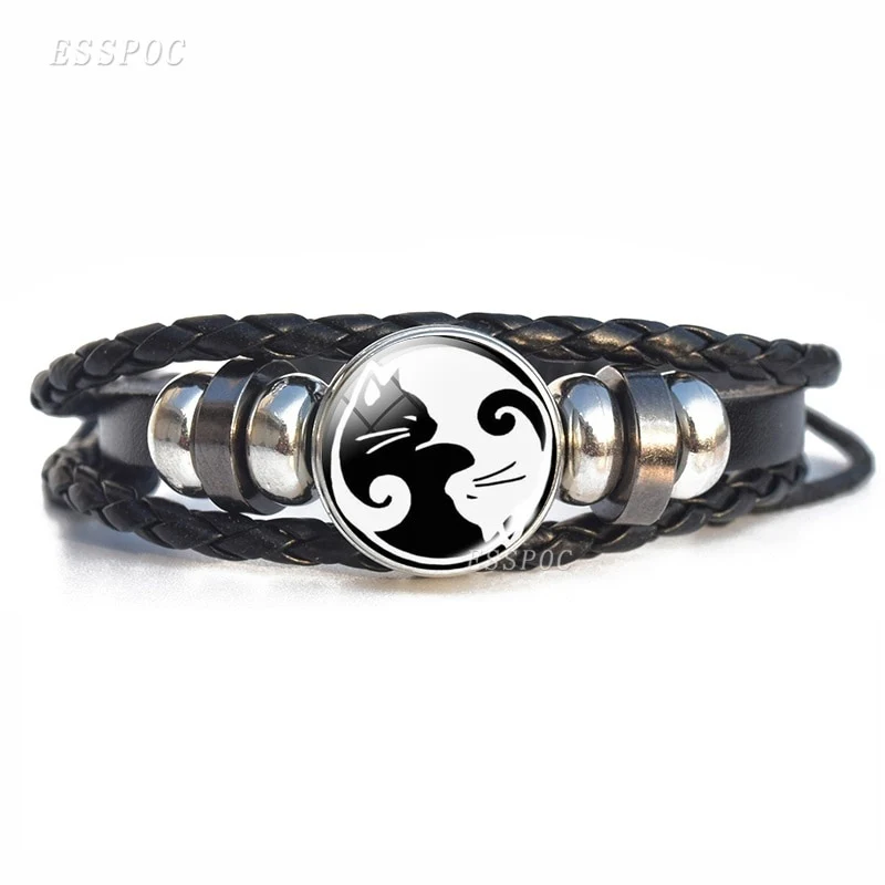 Black White Tai Chi Snap Button Bracelet Different Design Yin Yang Jewelry Steampunk Leather Bangle Weave Jewelry Bracelet - Image 7