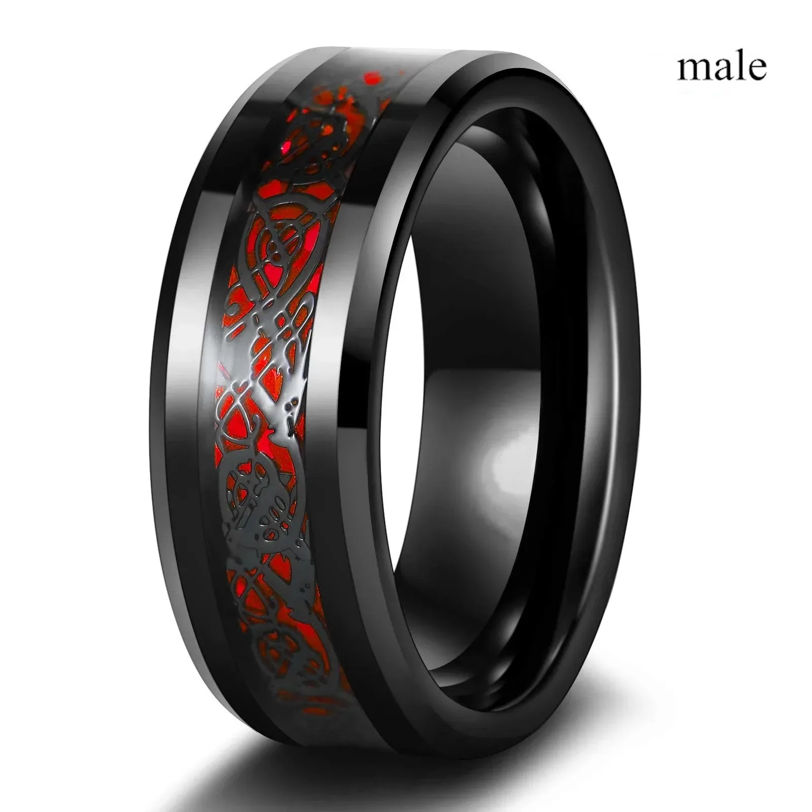 Fashion Couple Promise Rings Romantic Women Heart Blue Rhinestones Zircon Ring Men Stainless Steel Celtic Dragon Ring Jewelry - Image 10