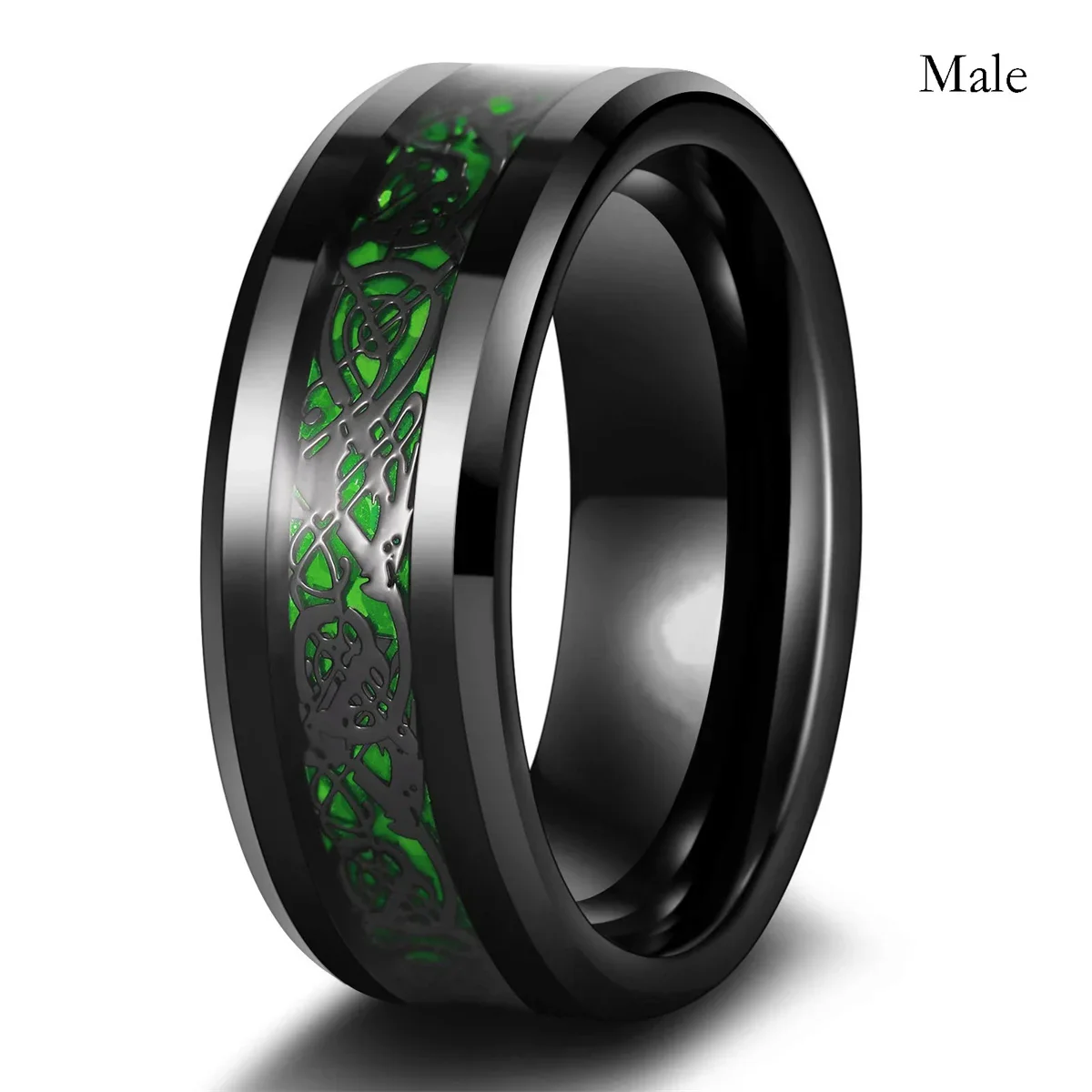 Fashion Couple Promise Rings Romantic Women Heart Blue Rhinestones Zircon Ring Men Stainless Steel Celtic Dragon Ring Jewelry - Image 4