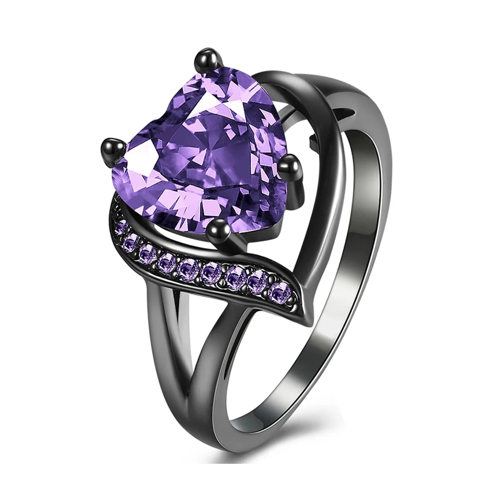 Fashion Couple Promise Rings Romantic Women Heart Blue Rhinestones Zircon Ring Men Stainless Steel Celtic Dragon Ring Jewelry - Image 7