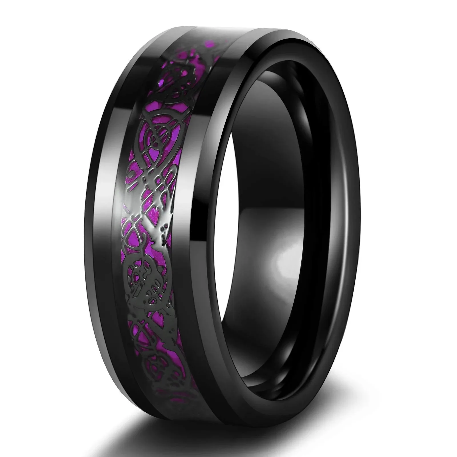 Fashion Couple Promise Rings Romantic Women Heart Blue Rhinestones Zircon Ring Men Stainless Steel Celtic Dragon Ring Jewelry - Image 8