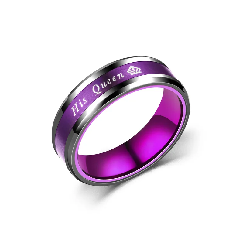Her King His Queen Stainless Steel Women Men Crown Romantic Ring Jewelry - Image 6